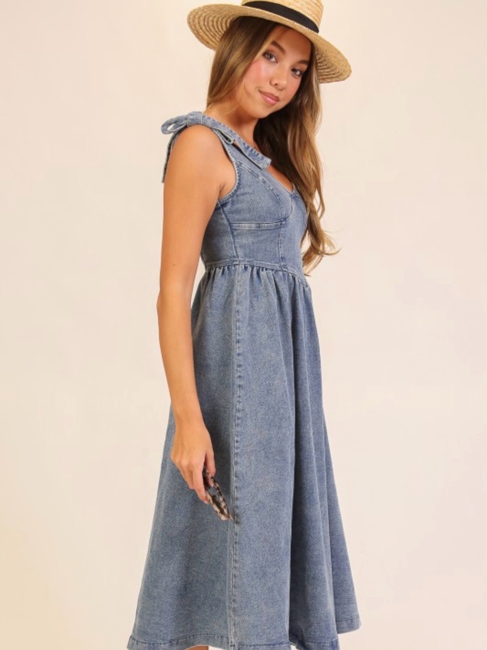 Light Wash Denim A-Line Dress - Picture 5 of 13
